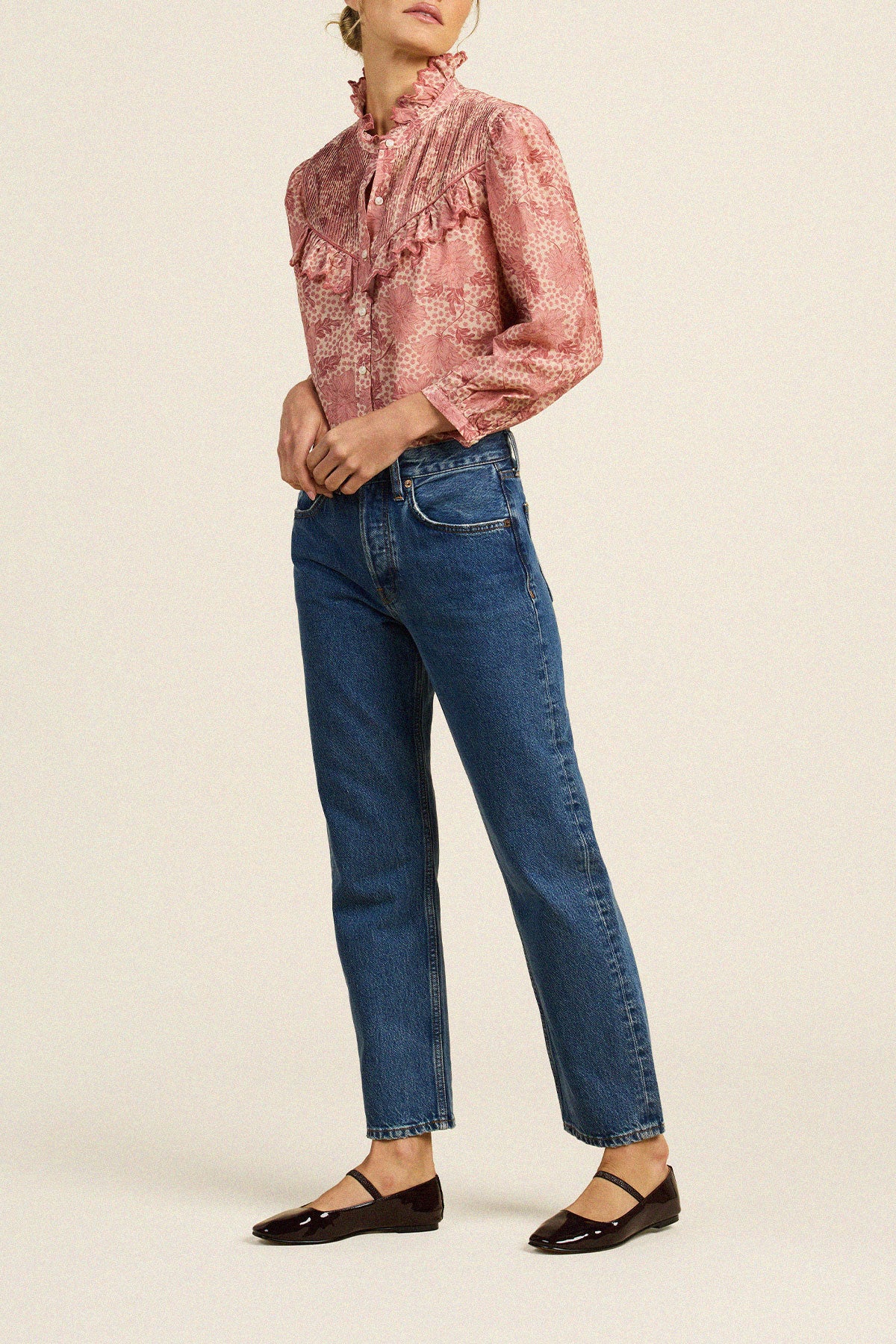 Trovata Vianne blouse in Rosewater Bloom, cotton-silk blend — view 3