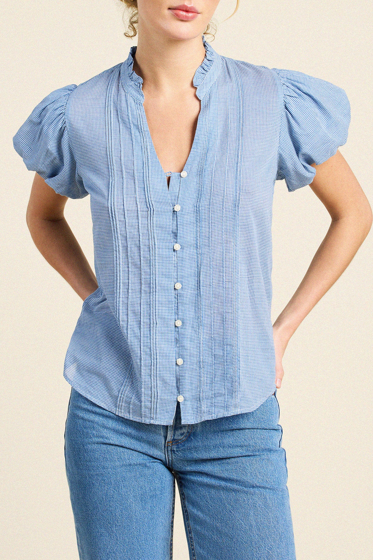 Trovata Luna blouse in Seabrook Gingham, cotton — view 2