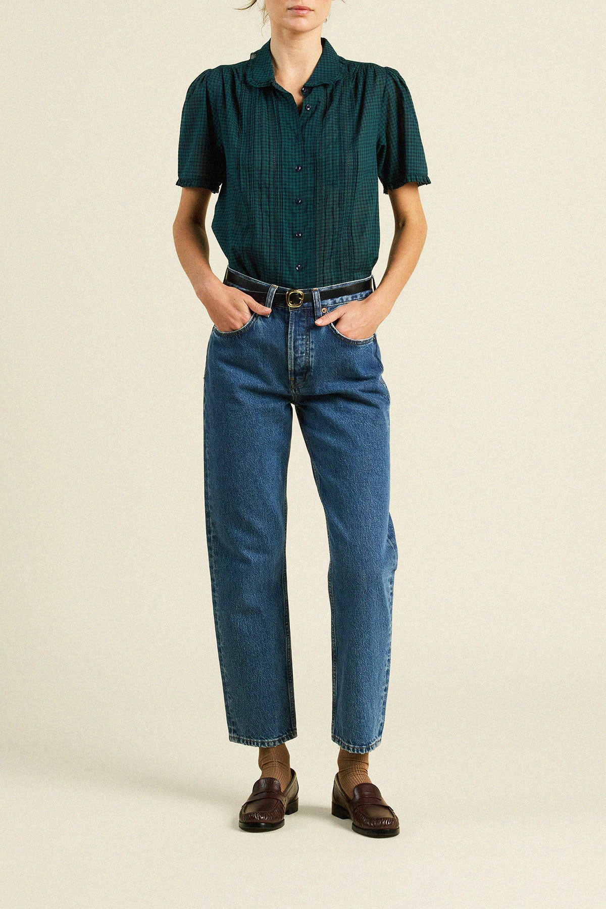 Millie Blouse Sea Pine Check