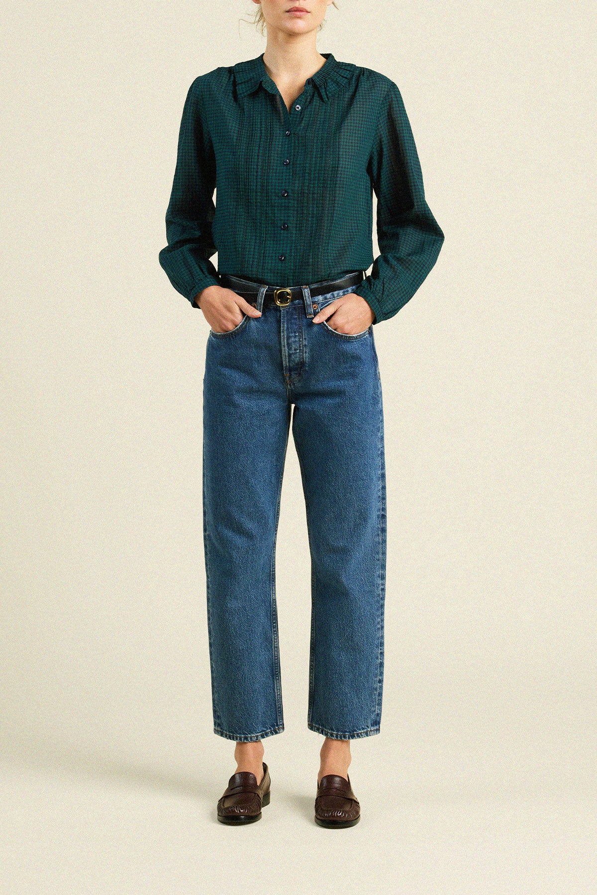 Alise Blouse Sea Pine Check