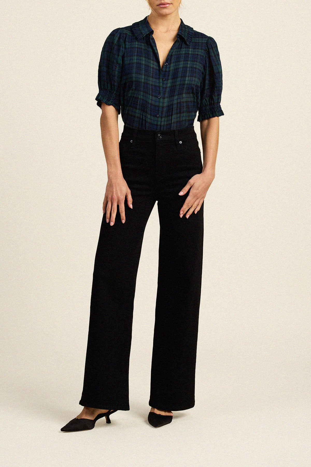 Trovata Jess blouse in Spruce Plaid, cotton — view 3