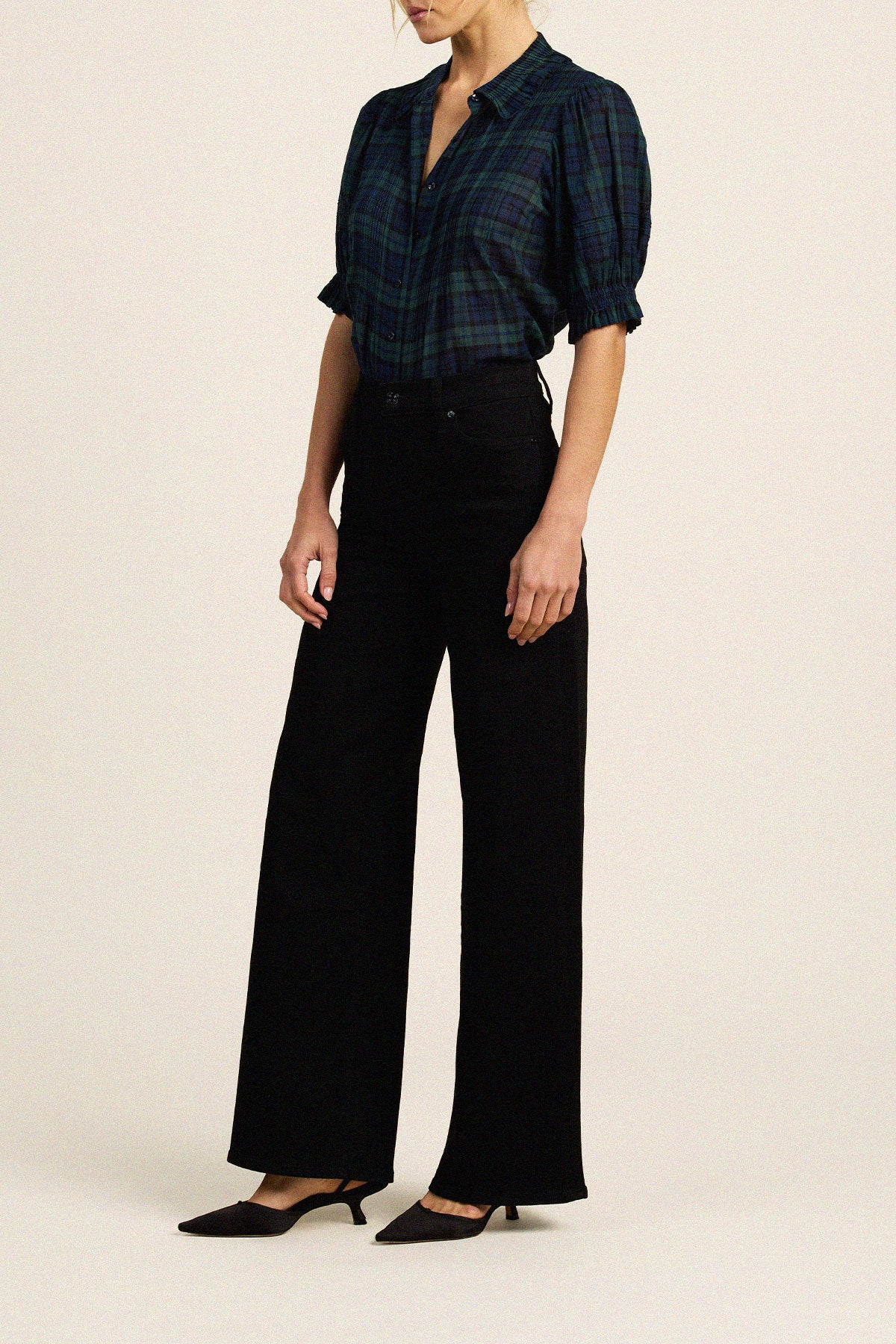 Trovata Jess blouse in Spruce Plaid, cotton — view 4