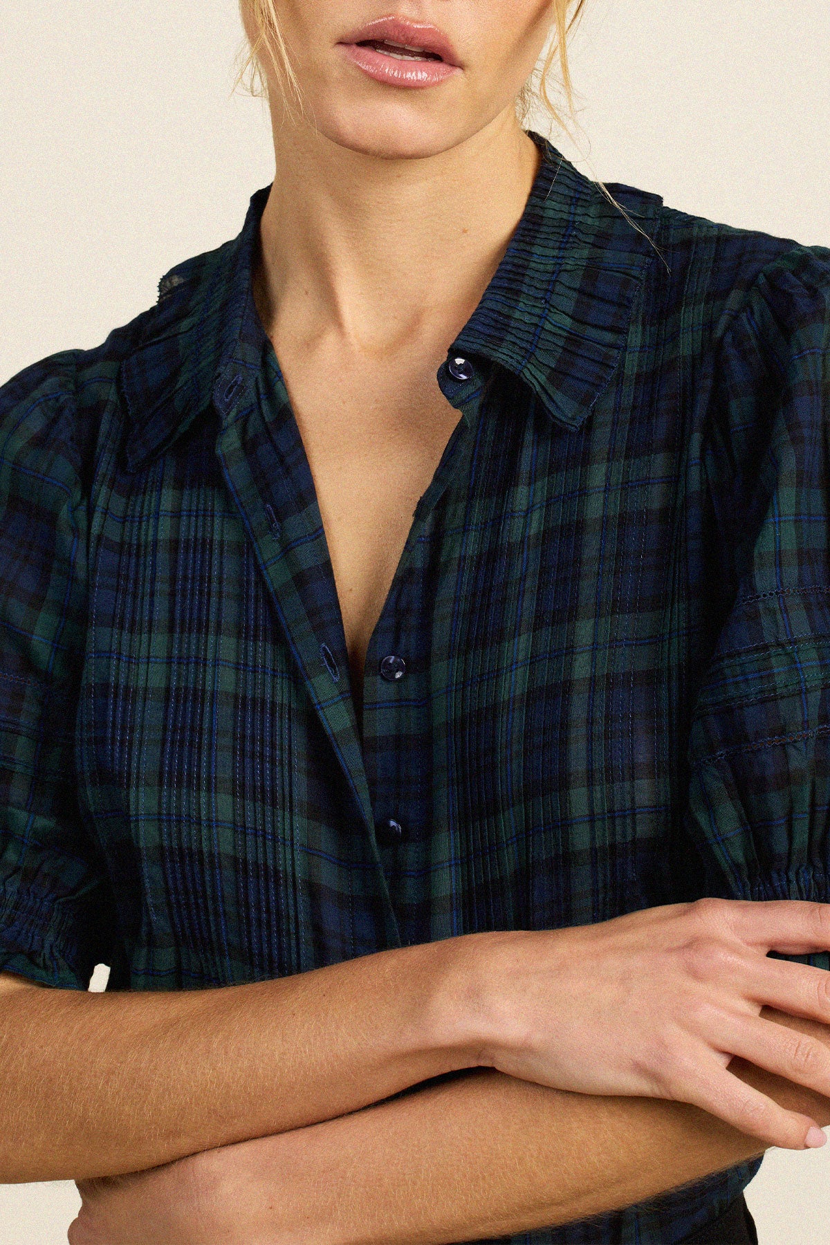 Trovata Jess blouse in Spruce Plaid, cotton — view 2