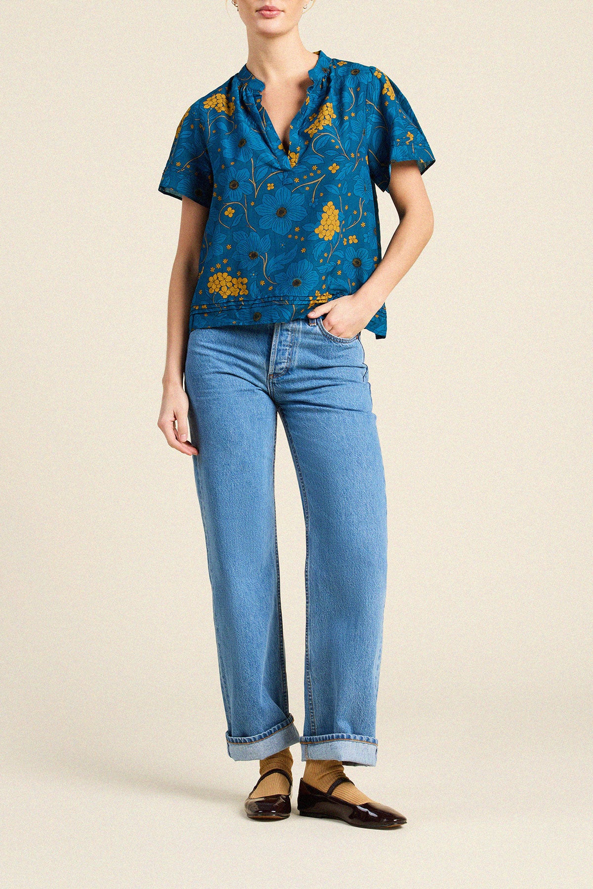 Trovata Alana blouse in Stella Flora, cotton-viscose blend — view 3