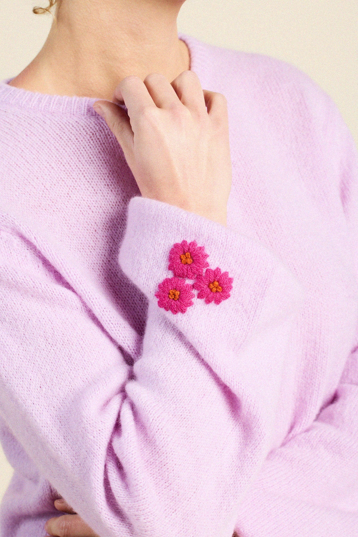 Trovata Ryann sweater in Lavender, merino-cashmere blend — view 2