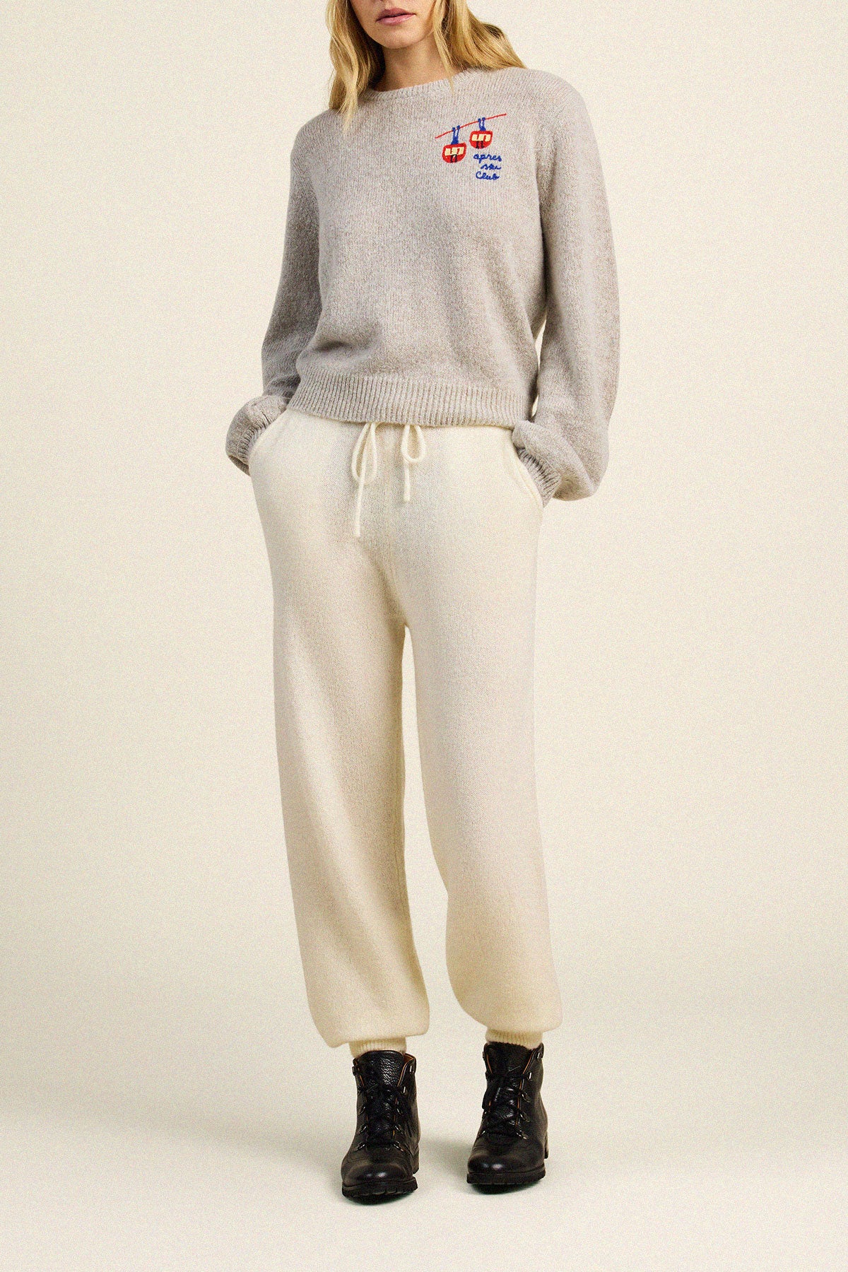 Trovata Ryann sweater in Grey, merino-cashmere blend — view 3