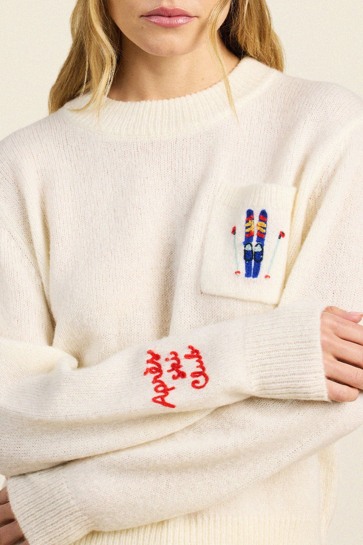 Trovata Oksana sweater in Antique White, merino-cashmere blend — view 2