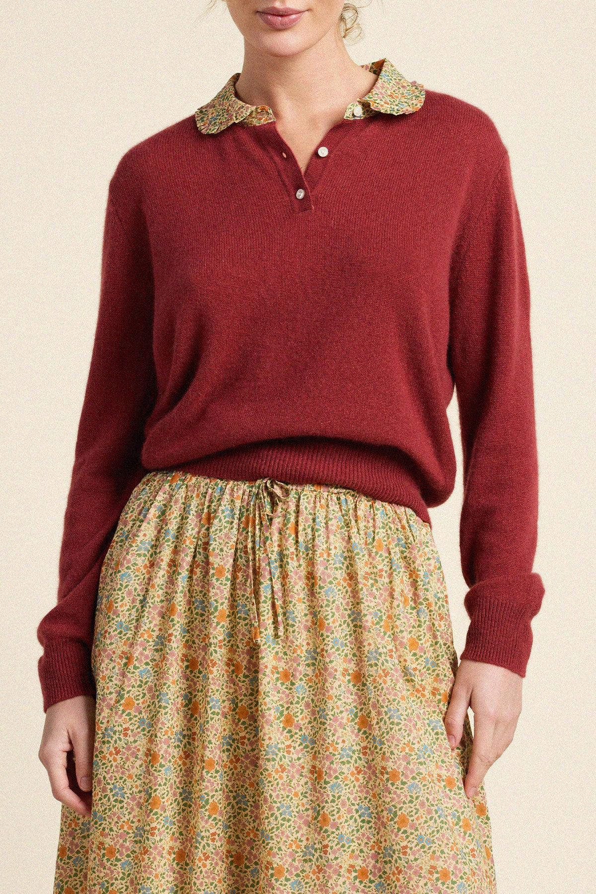 Trovata Clementine sweater in Pink/Red, cashmere — view 2