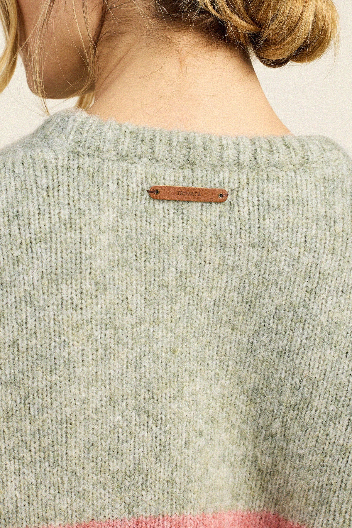 Trovata Cleo sweater in Grey Colorblock, alpaca-wool blend — view 4