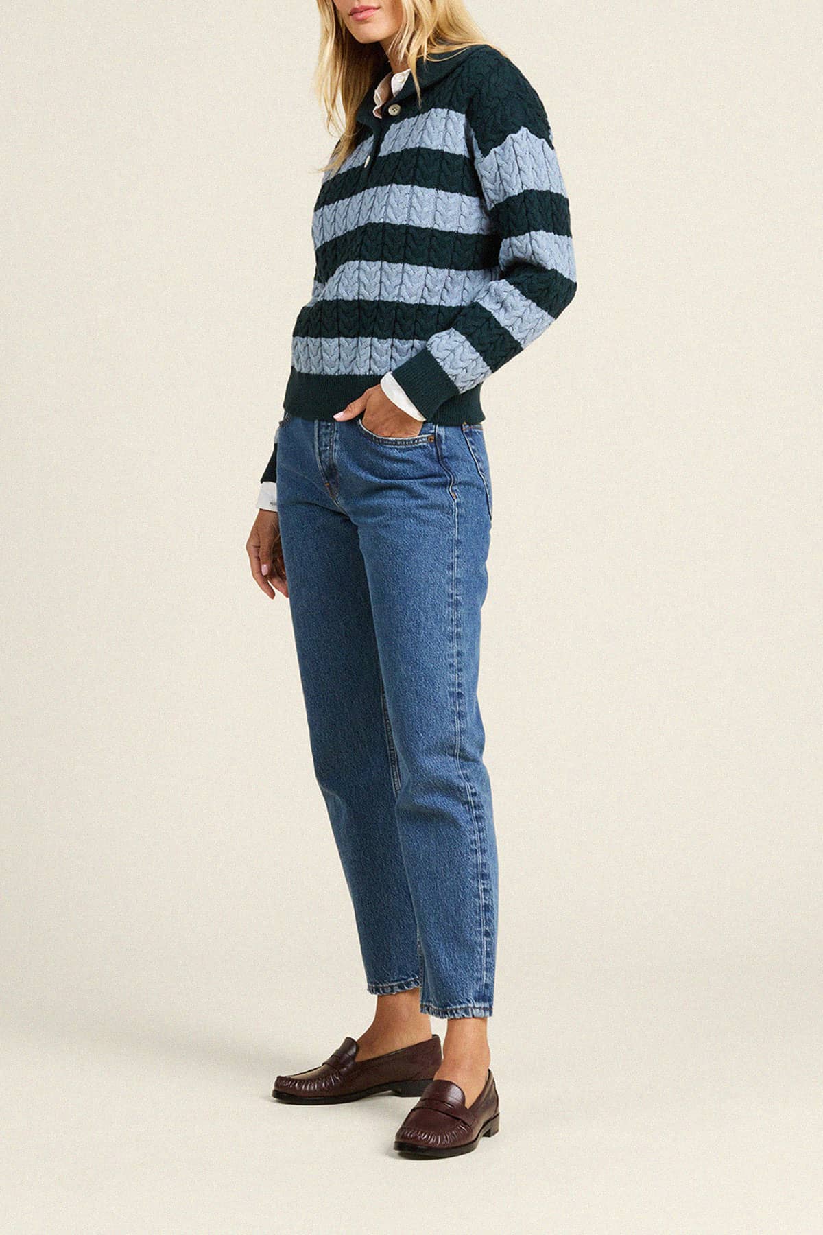 Shelby Sweater Green Stripe