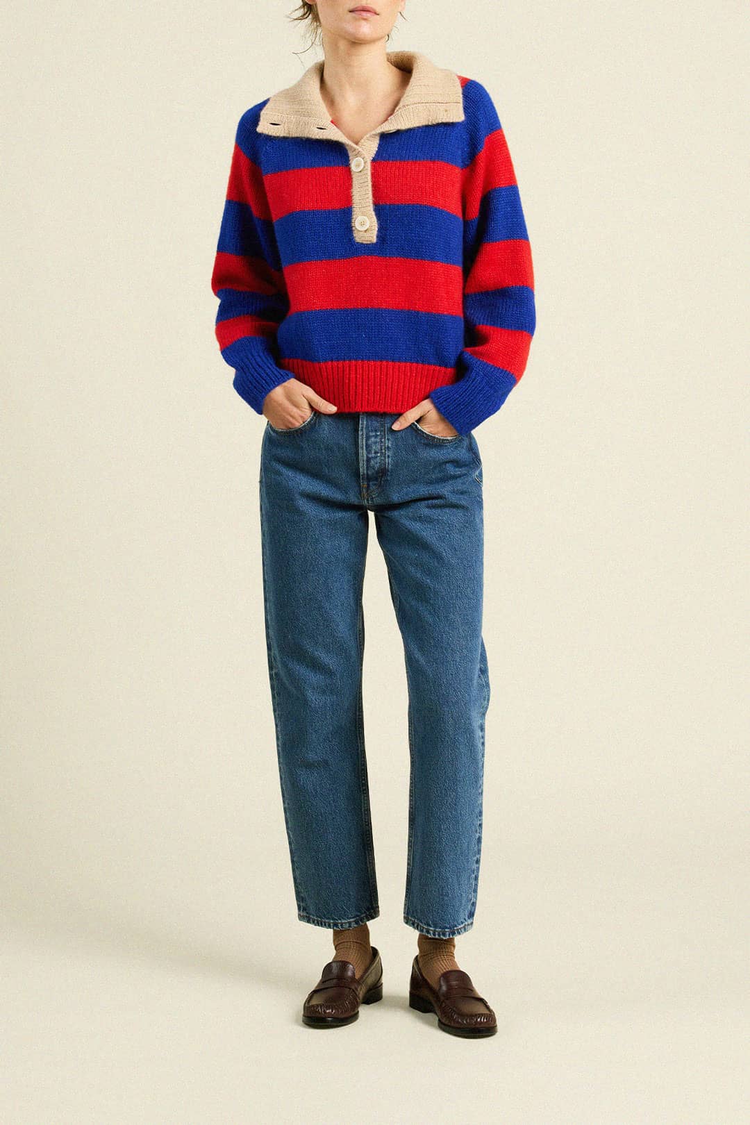 Juneau Sweater Red & Blue Stripe