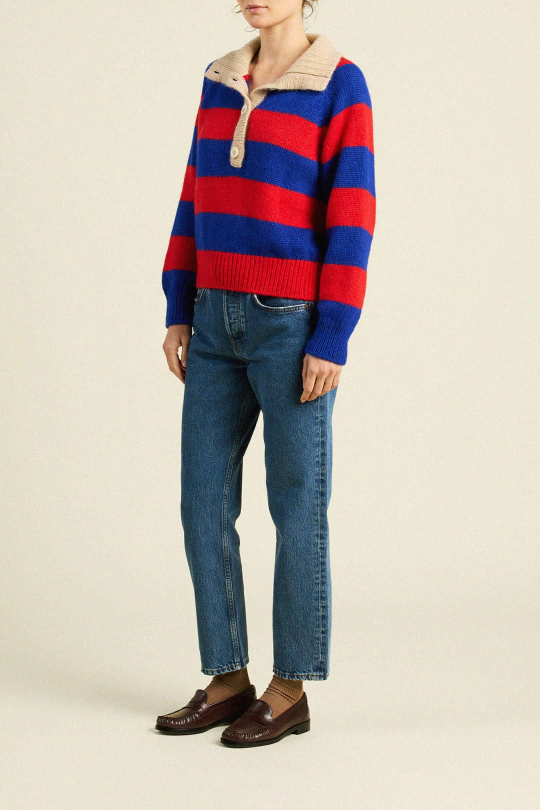 Juneau Sweater Red & Blue Stripe