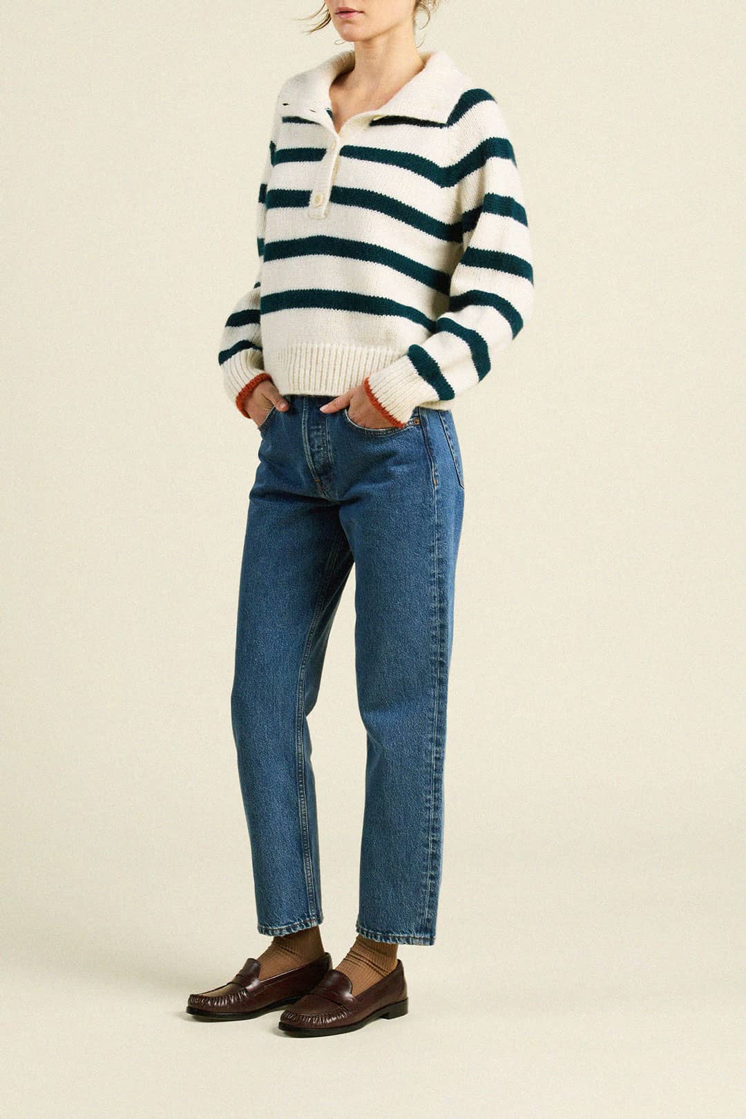Juneau Sweater Teal Stripe