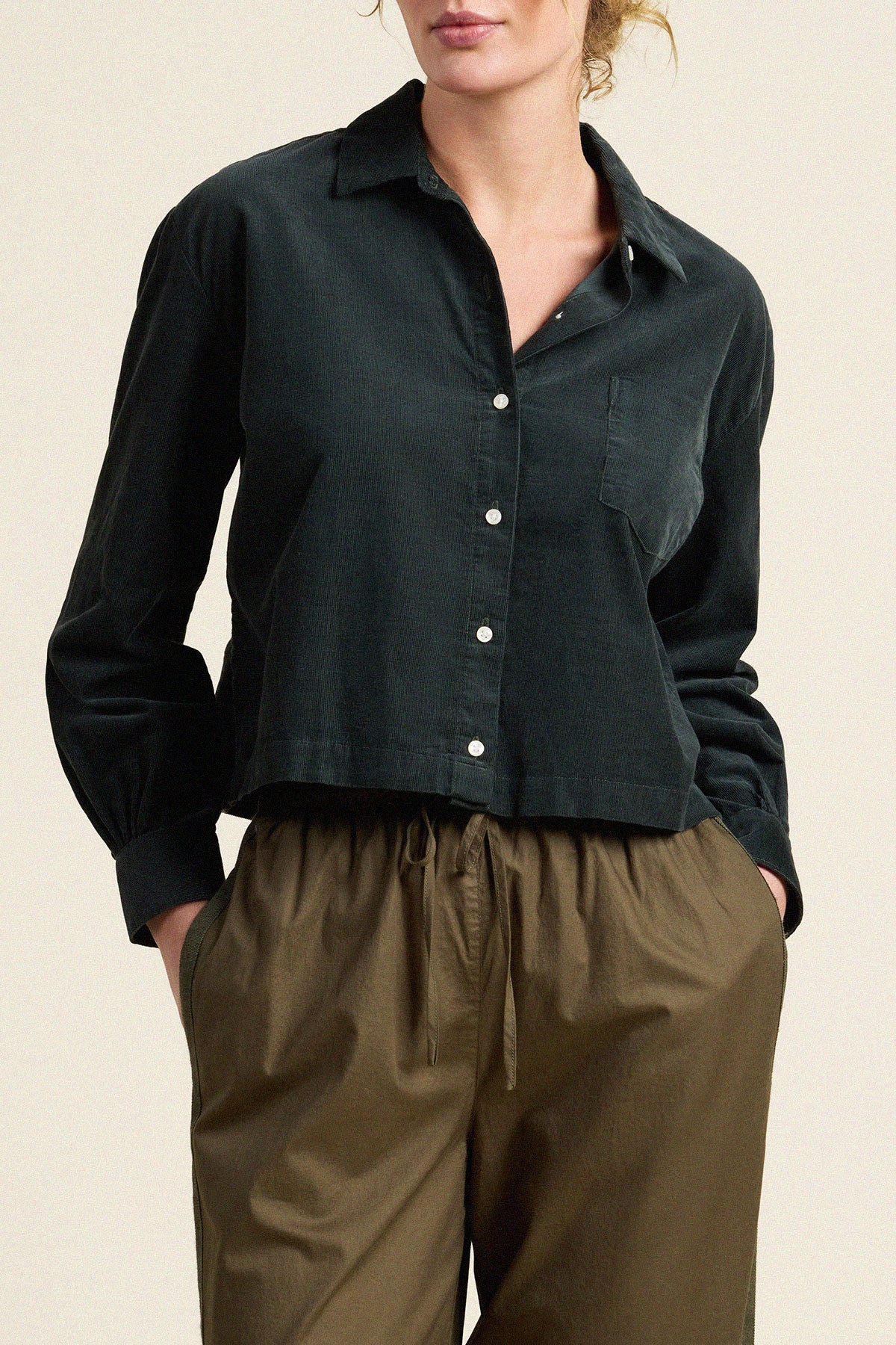 Trovata Nessa shirt in Deep Teal, cotton — view 2
