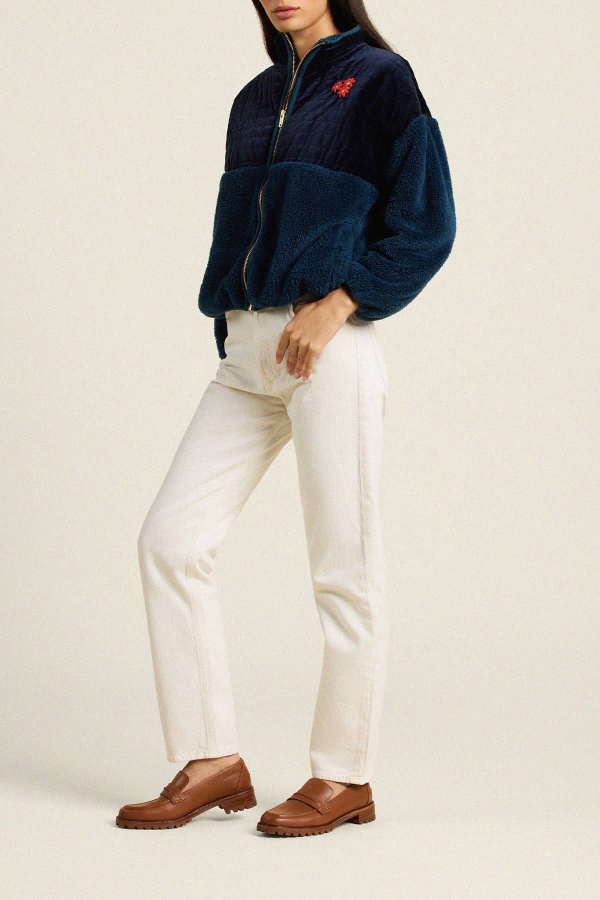 Lennox Zip-Up Dark Sapphire Velvet