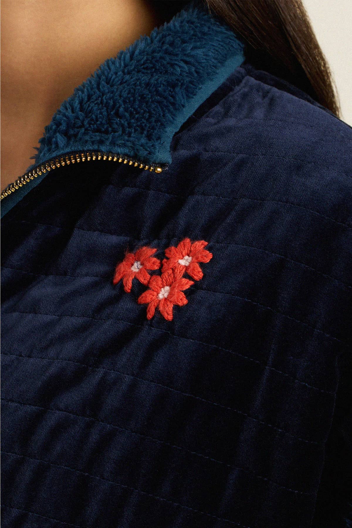 Lennox Zip-Up Dark Sapphire Velvet