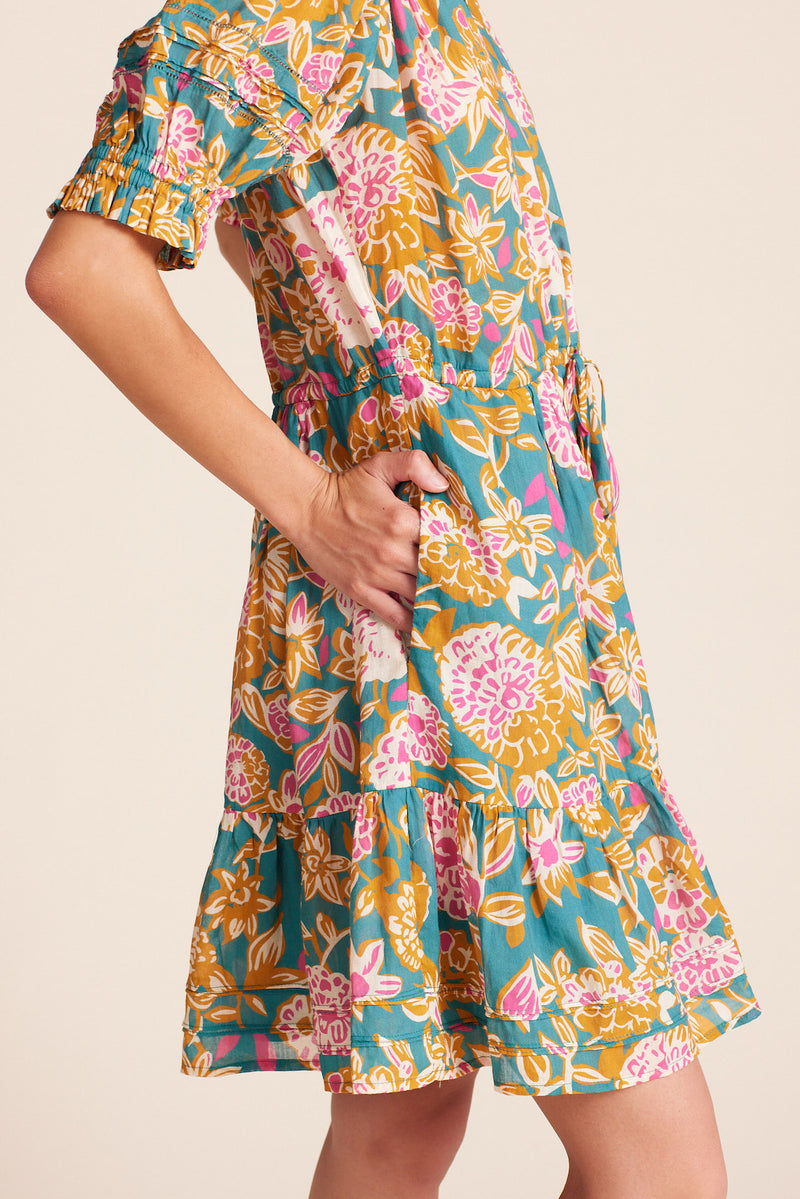 Phoebe Dress Teal Dahlia