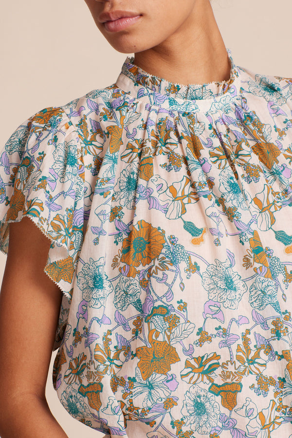 Carla Highneck Shirt Violet Tendril