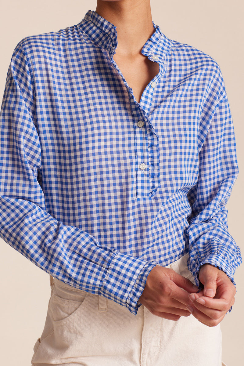 Breezy Blouse Cobalt Check
