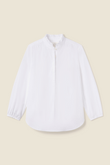 Sara B Henley Shirt White Poplin