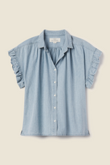 Marianne B Ruffle Sleeve Shirt Chambray