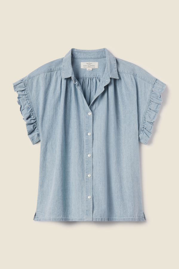 Marianne B Ruffle Sleeve Shirt Chambray