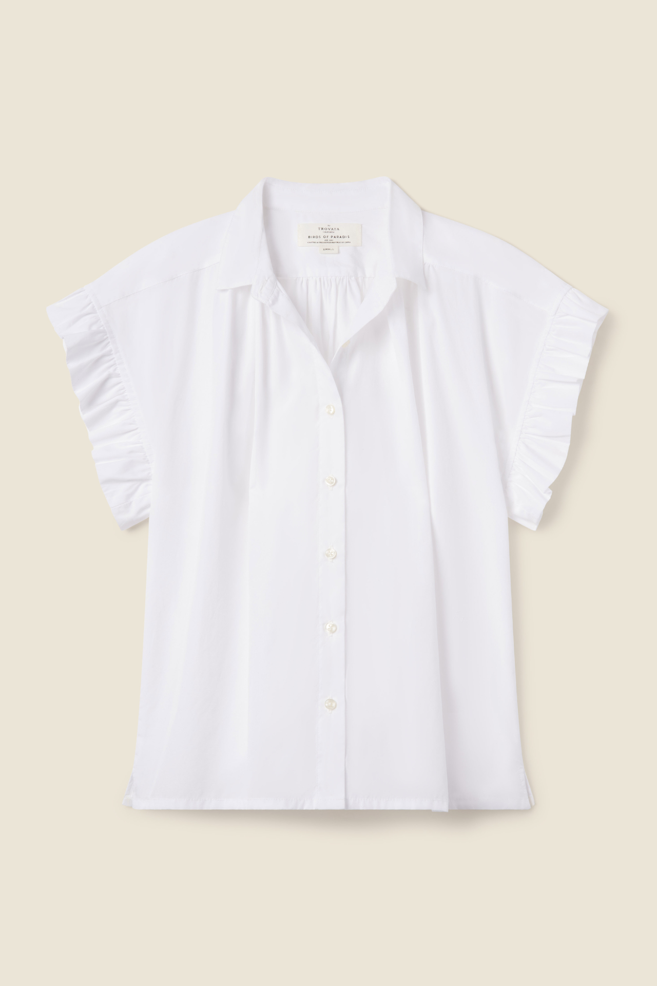 Marianne B Ruffle Sleeve Shirt White Poplin