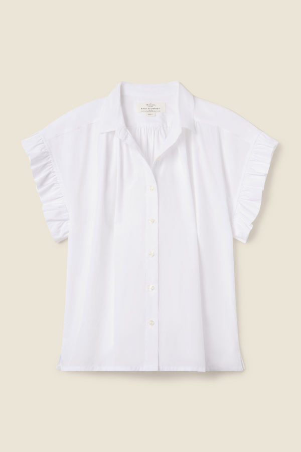 Marianne B Ruffle Sleeve Shirt White Poplin