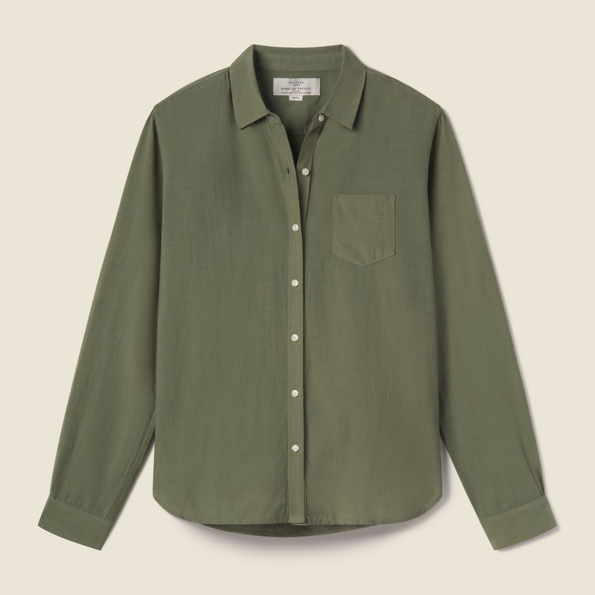 Trovata Women's Grace Classic Shirt Olive - Size XS | Birds of Paradis Trovata Women's Grace Classic Shirt Olive - Size XS | Birds of Paradis