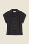 Marianne B Ruffle Sleeve Shirt Black Poplin