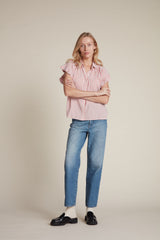 Marianne "B" Ruffle Sleeve Shirt Homage Stripe