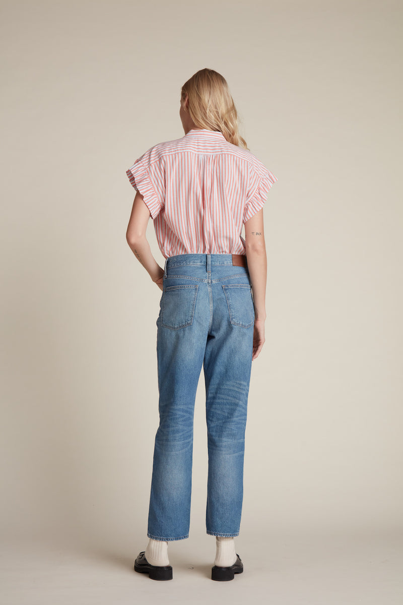 Marianne "B" Ruffle Sleeve Shirt Homage Stripe