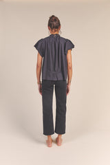 Carla Highneck Shirt Black Poplin