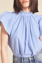 Carla Highneck Shirt Blue/White Stripes