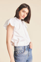Carla Highneck Shirt White Poplin