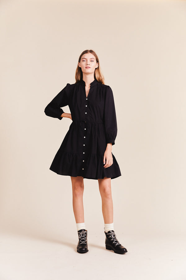 Yulia Shirtdress Black Poplin