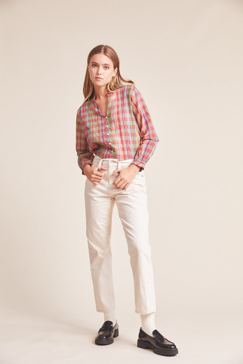 Finley Pintuck Blouse Tapestry Plaid