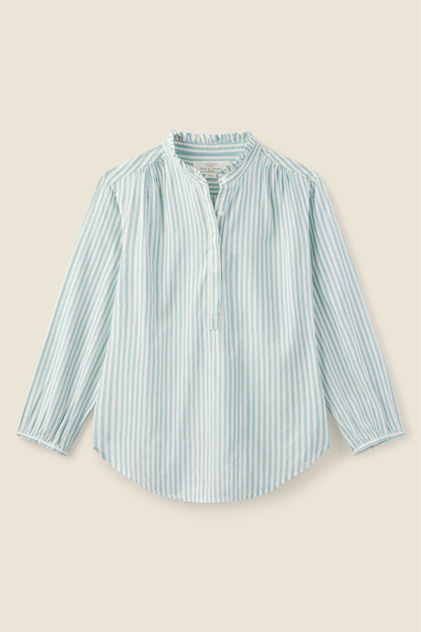Sara "B" Henley Shirt Aquifer Stripe