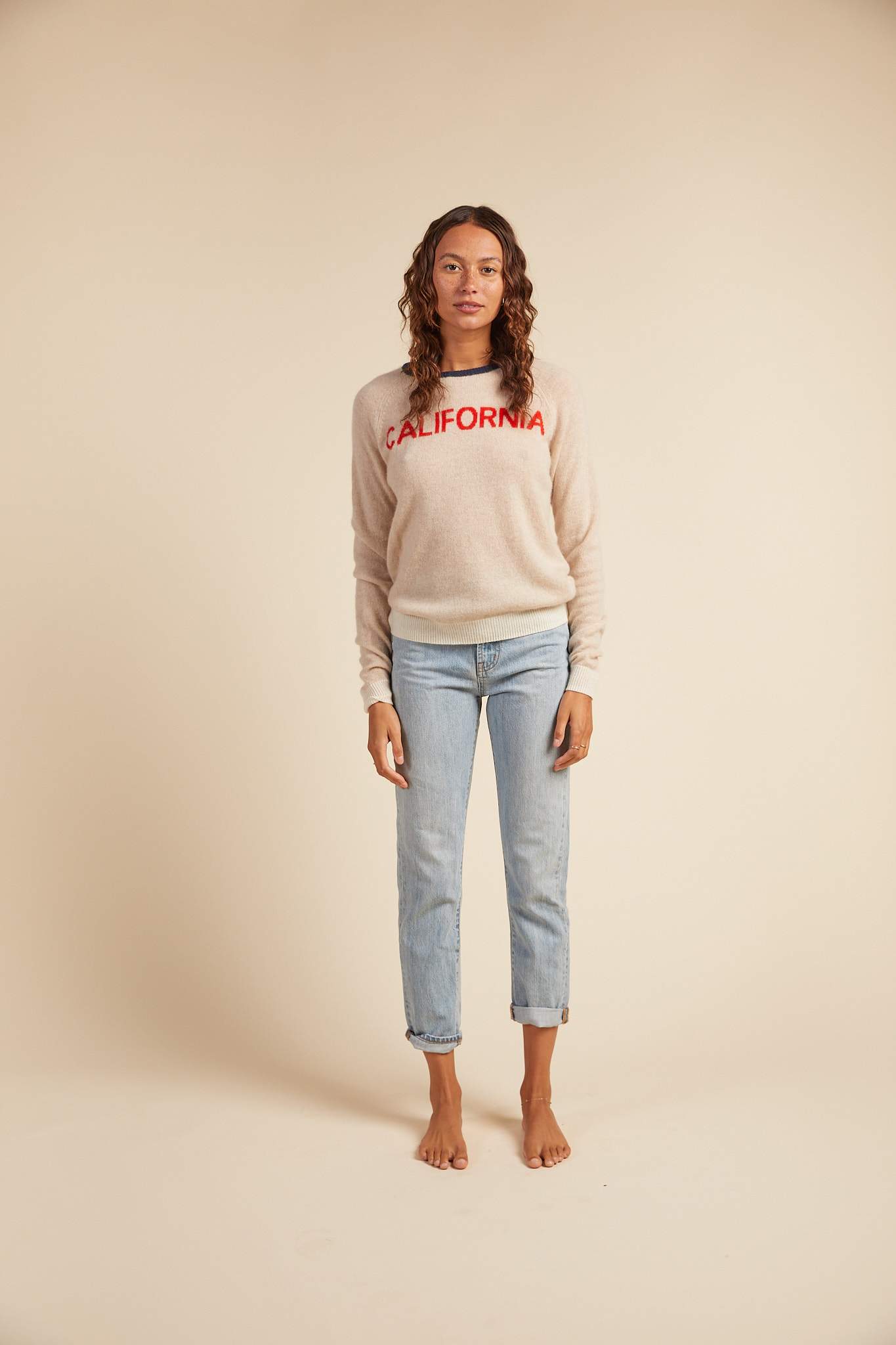 Renee Cashmere Crewneck Wheat California