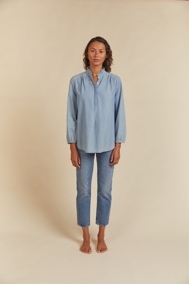 Sara B Henley Shirt Chambray