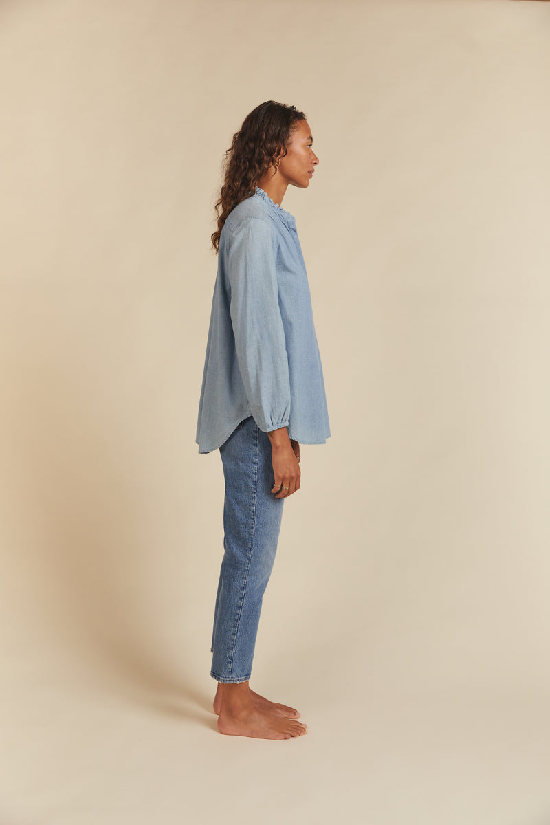 Sara B Henley Shirt Chambray
