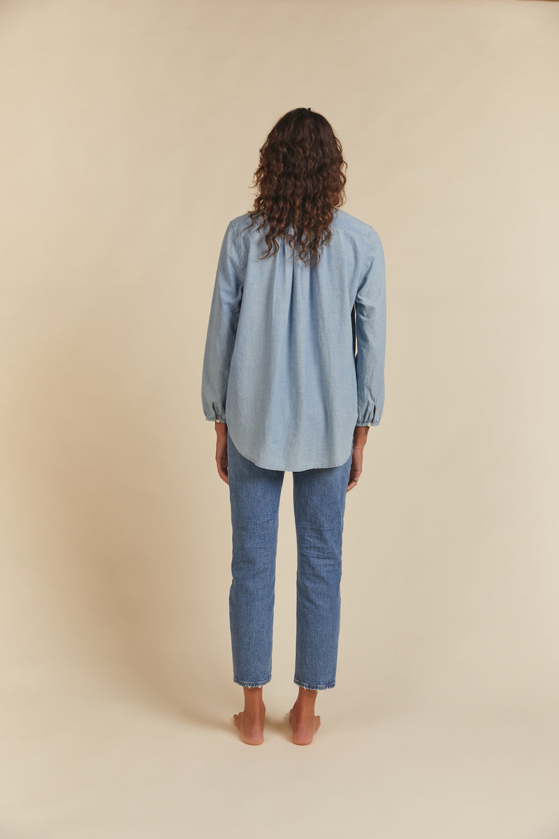 Sara B Henley Shirt Chambray
