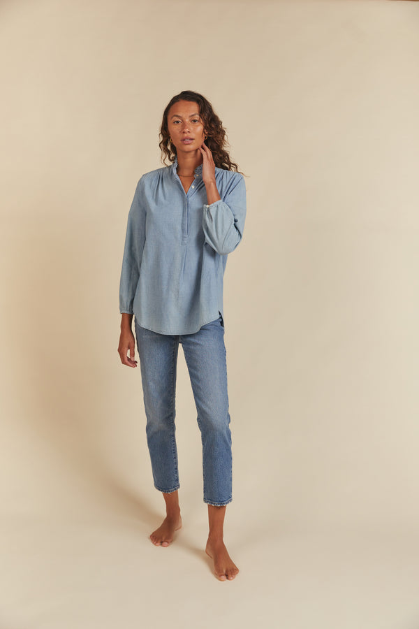 Sara B Henley Shirt Chambray