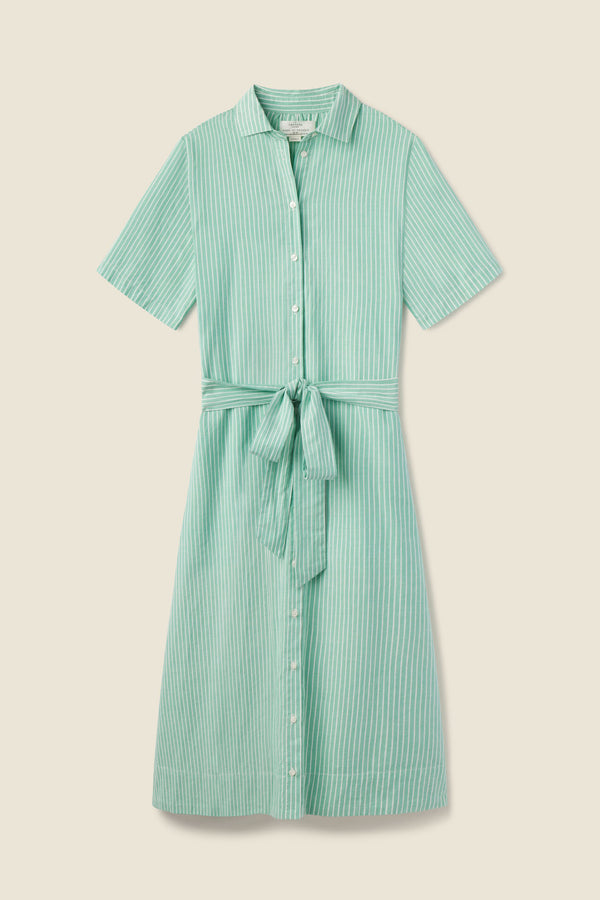 Kat Dress Green Oxford Stripe