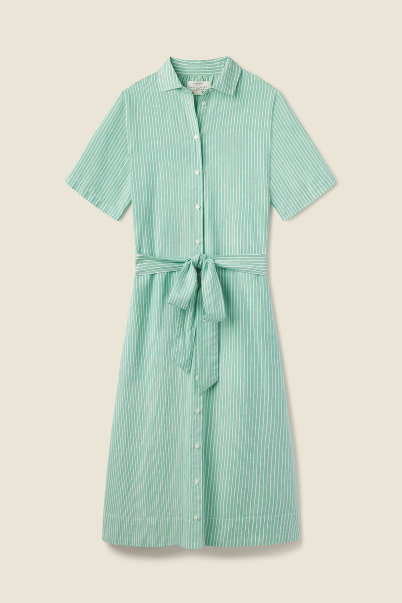 Kat Dress Green Oxford Stripe