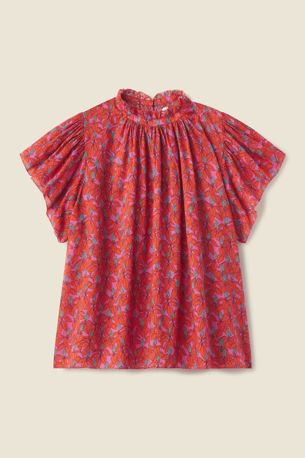 Carla Highneck Shirt Poinsettia