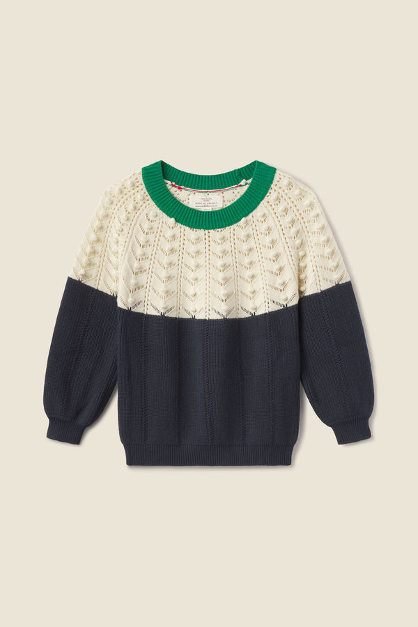 Anni Sweater Navy/Antique White/Green