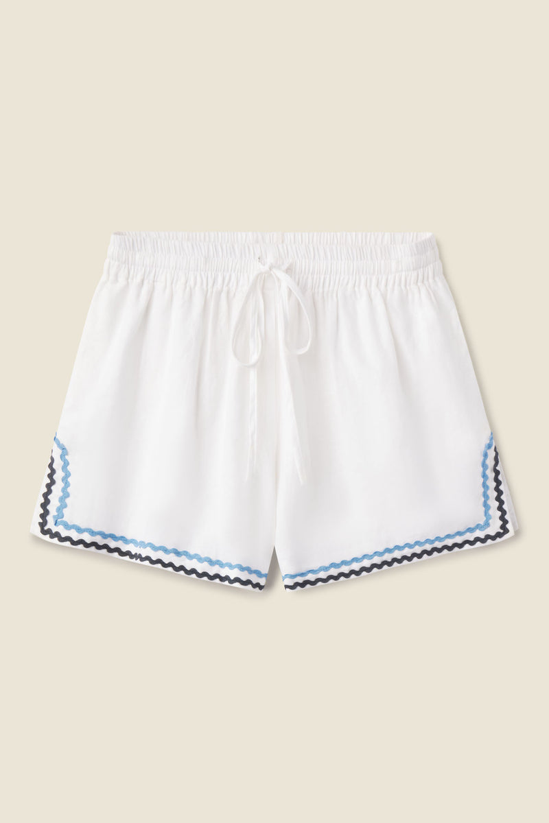 Dora Short White W/ Ric Rac