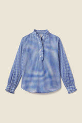 Breezy Blouse Cobalt Check