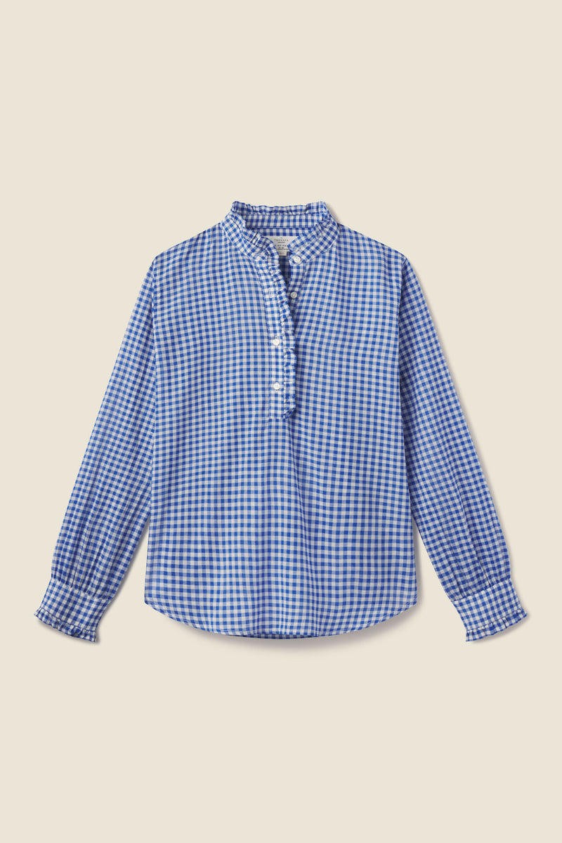 Breezy Blouse Cobalt Check
